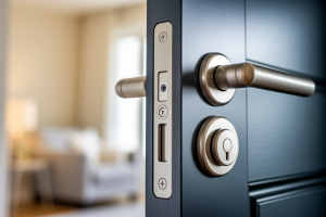 serrure-metalique-grosplan-porte-entrouverte