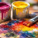 pots-peinture-magenta-jaune-palette