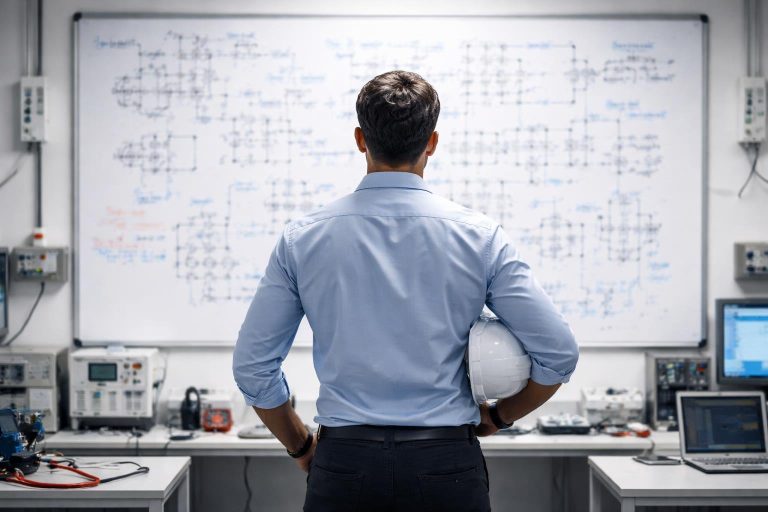 ingenieur-tableau-blanc-formules-schema-electriques