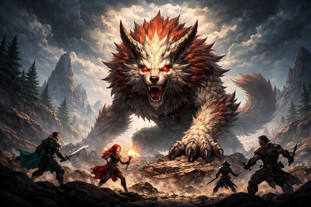 creature-meulou-aventuriers-terrain-rocheux-ciel-sombre