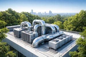 batiment-moderne-ventilation-verdure-ciel-bleu