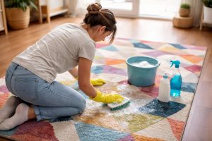 tapis-colore-personne-nettoyant-sol
