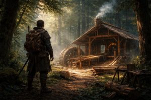 aventurier-medieval-scierie-foret-dense