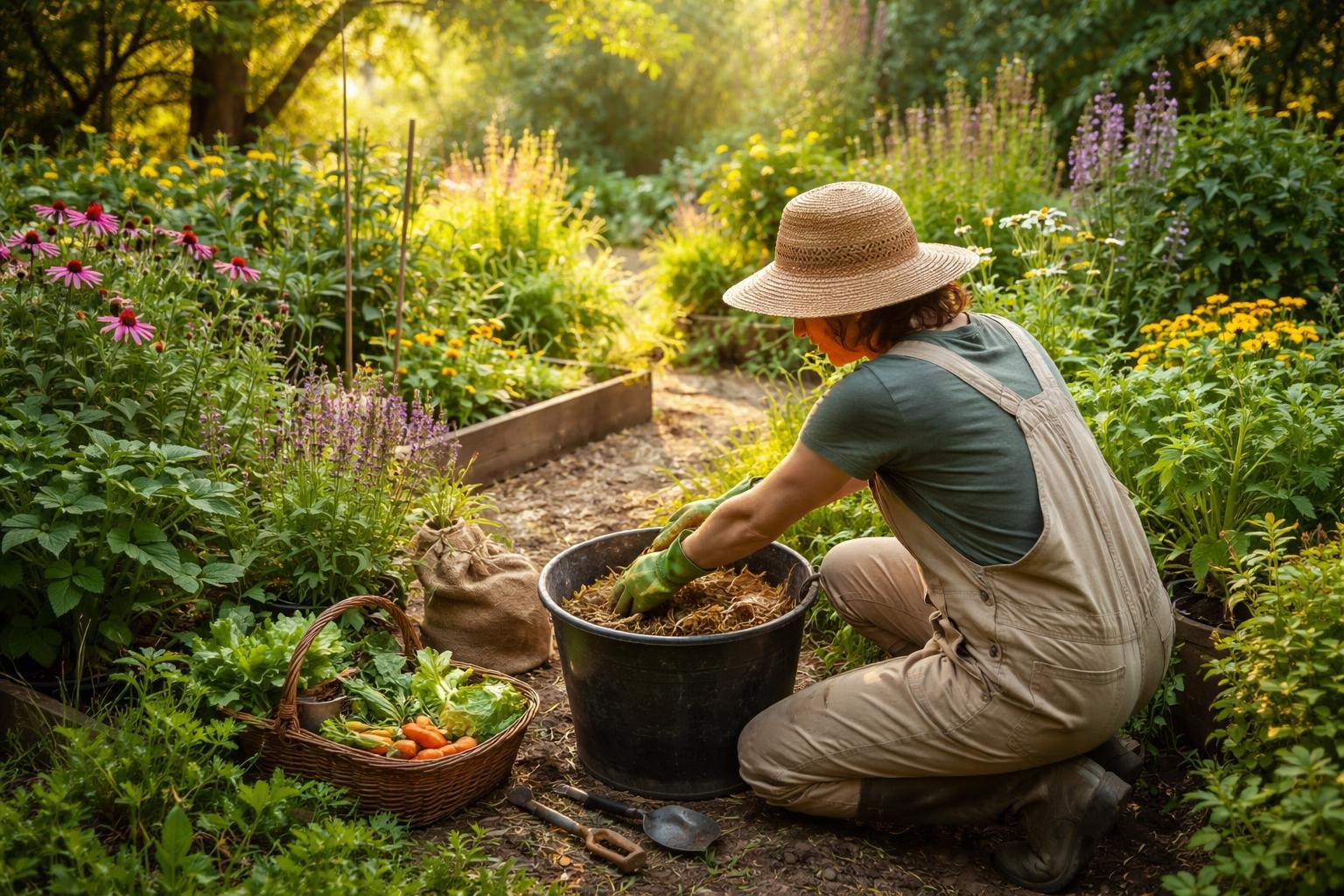 jardin-luxuriant-personne-agenouillee-plantes