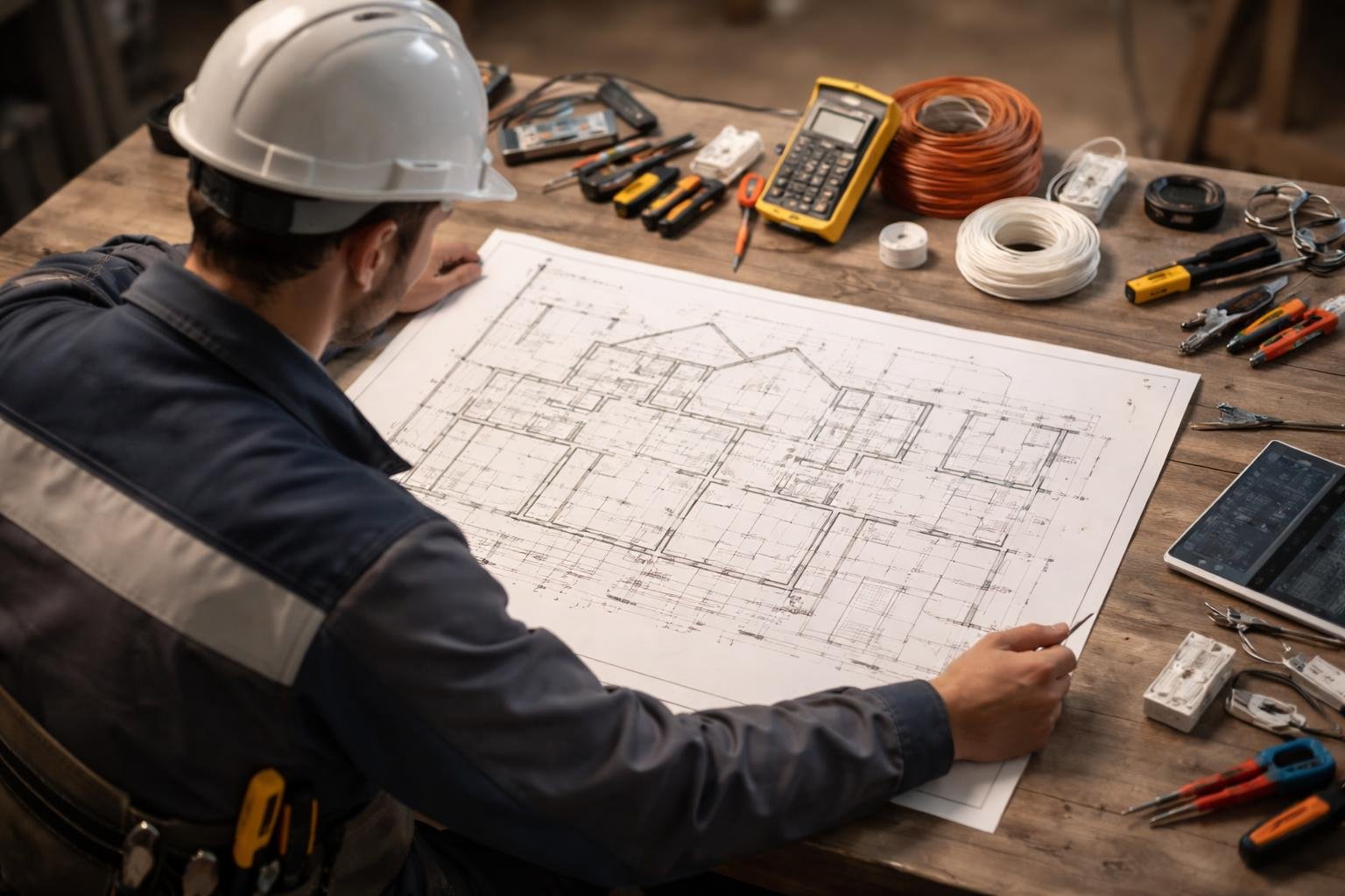 electricien-plan-outils-table-travail
