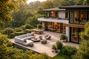 maison-moderne-terrasse-verdure-meubles