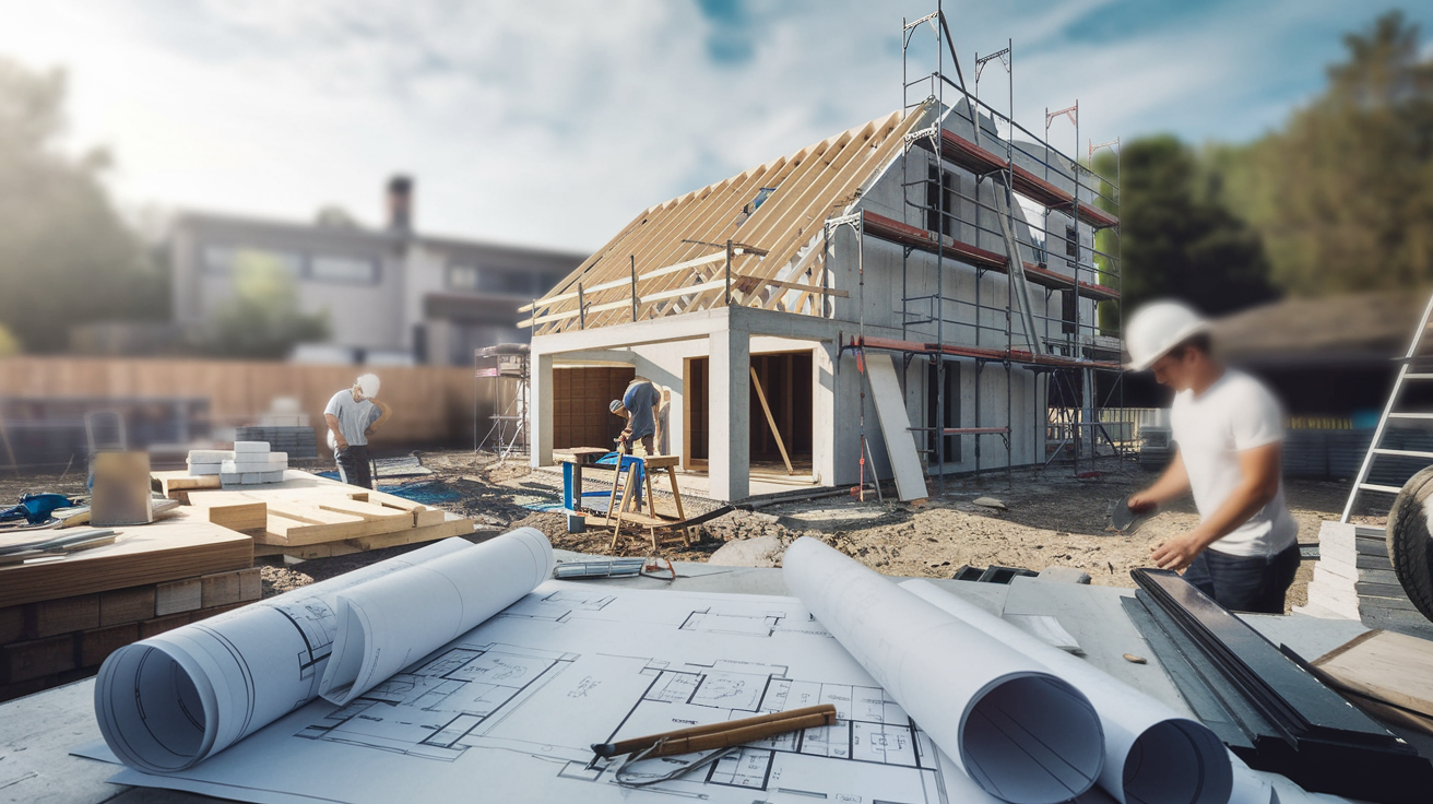 chantier-maison-gens-plans-materiaux