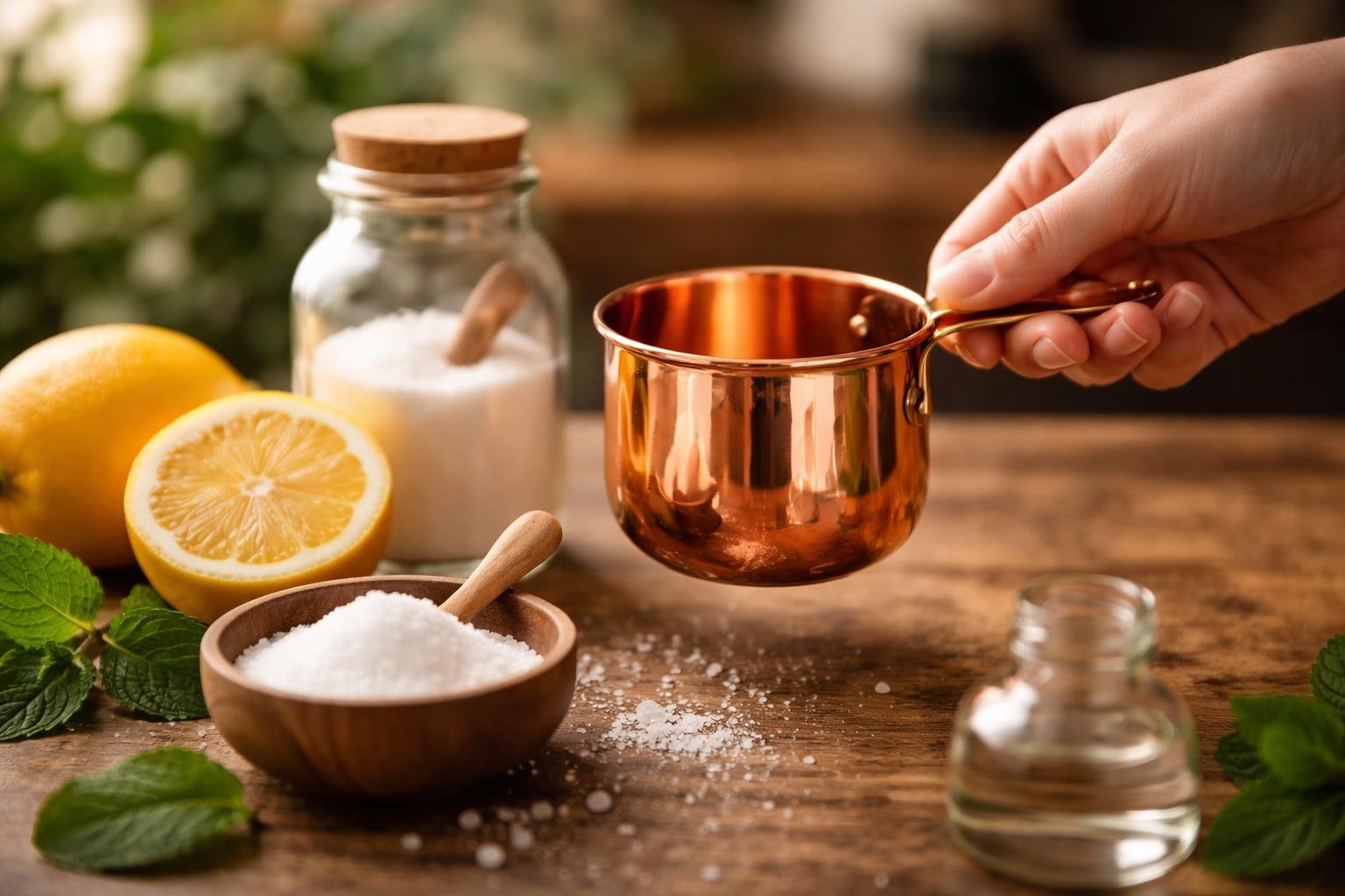 main-cuivre-citron-bicarbonate-table