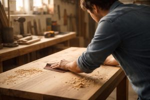 personne-poncage-table-bois-atelier